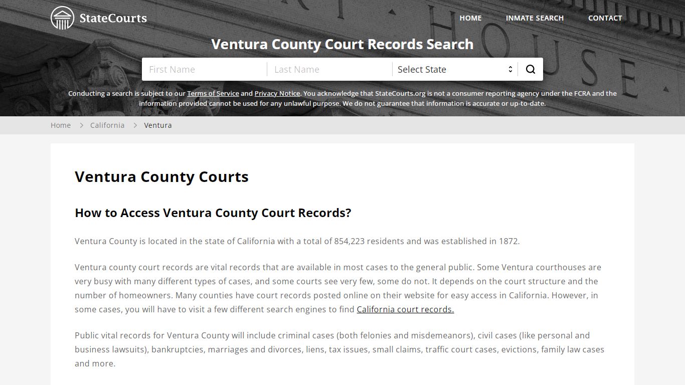 Ventura County, CA Courts - Records & Cases - StateCourts