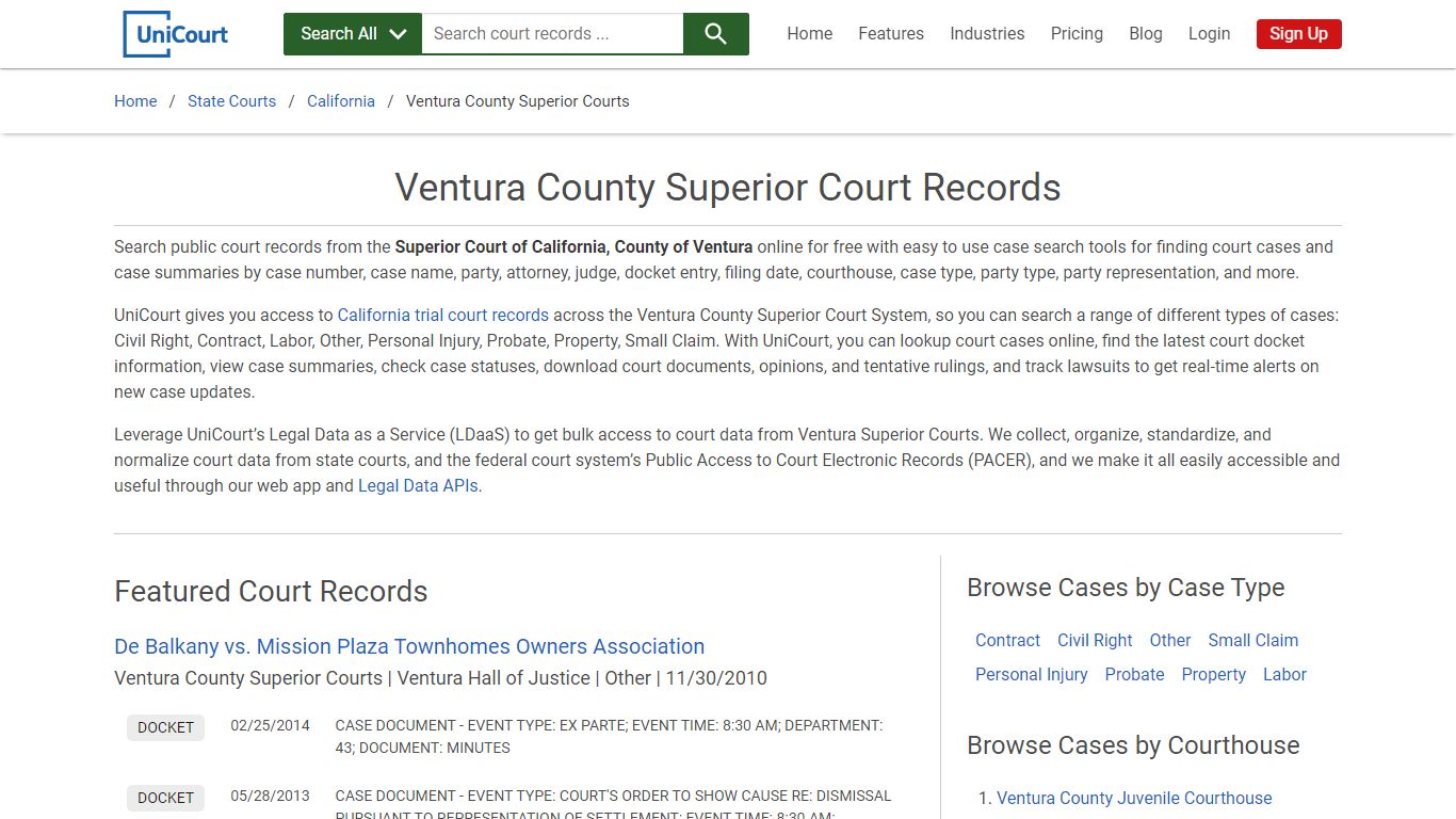Ventura County Superior Court Records | California | UniCourt