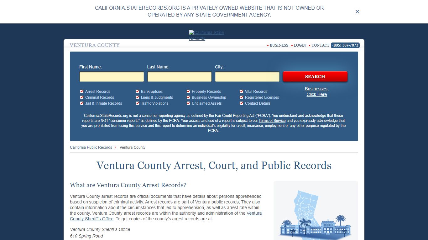 Ventura County Arrest, Court, and Public Records